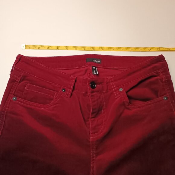 Edyson Corduroy Jeans Size 30/10 Mid Rise Skinny Leg Burgundy Wine Color - Picture 7 of 10
